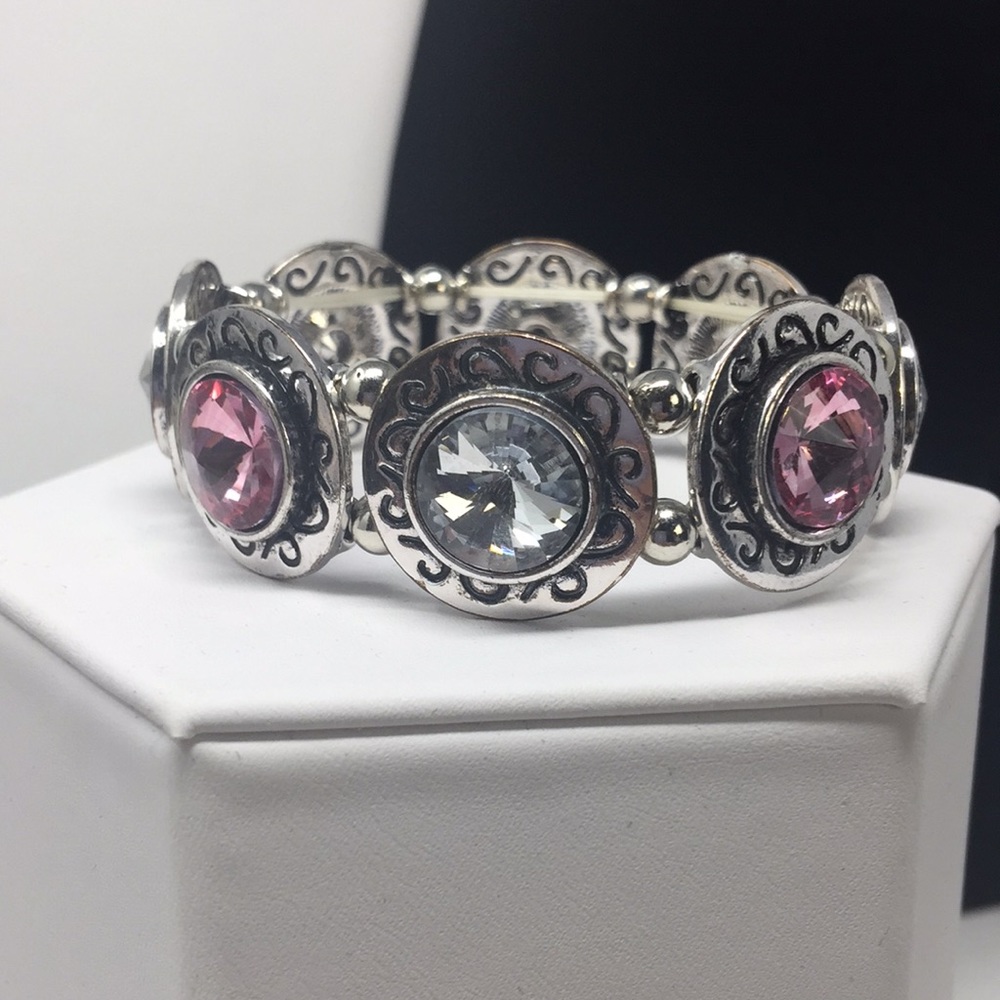 Simply Noelle bracelet stretch style w/pink & blue